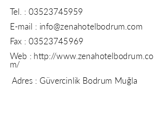 Zena Hotel Bodrum iletiim bilgileri